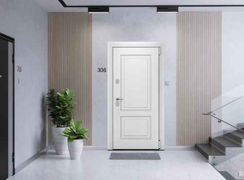 Входная дверь MRC-3311 белый RAL 9003 2 замка