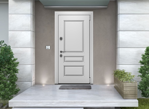 Входная дверь MRC-7411 белый RAL 9003 2 замка