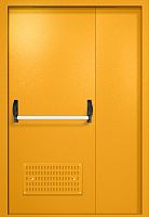 Полуторапольная техническая дверь RAL 1003 желтая, вентиляция, антипаника ДТ-02-265