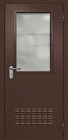 Однопольная техническая дверь RAL 8017, широкое стекло, антипаника, вентиляция ДТО-01-823