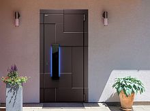 Входная дверь MRC-0728 рейлинг коричневый RAL 8019