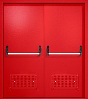 Двупольная техническая дверь RAL 3000 красная, две вентиляции, две ручки антипаника ДТ-02-324