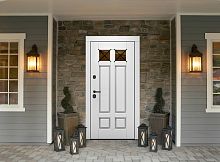 Входная дверь MRC-8712  белый RAL 9003 2 замка скрытые петли