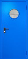 Однопольная противопожарная дверь EI-60 RAL 5005, круглое стекло, антипаника ДМПО-01-39