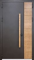 Полуторная дверь с порошковым напылением, вставками шпона и бугельной ручкой Marcy MRC-719