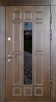 Входная дверь с коричневым МДФ с двух сторон и стеклом Marcy MRC-256