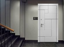 Входная дверь MRC-0712 белый RAL 9003 2 замка зеркало