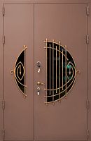 Полуторная дверь с порошковым напылением, стеклопакетами и ковкой Marcy MRC-619