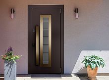 Входная дверь MRC-6319 рейлинг коричневый RAL 8019 2 замка