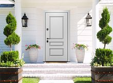 Входная дверь MRC-7412 белый RAL 9003 2 замка скрытые петли