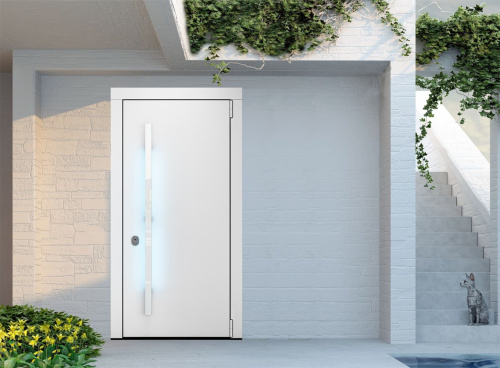 Входная дверь MRC-0030 рейлинг белый RAL 9003