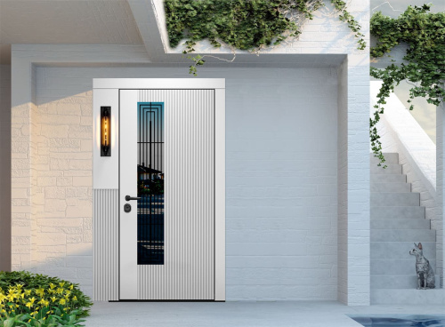 Входная дверь MRC-8613 белый RAL 9003 скрытые петли