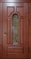 Утепленная входная дверь с МДФ с двух сторон, со стеклом и ковкой Marcy MRC-181