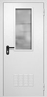Однопольная техническая дверь RAL 9016, стекло 700x300 мм, вентиляция ДТО-01-560