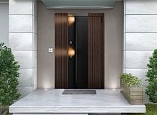 Входная дверь MRC-6021 рейлинг черный по RAL 9005 венге ZB275 SFT