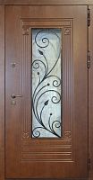 Входная дверь с МДФ с двух сторон, со стеклом, ковкой и шумоизоляцией Marcy MRC-206