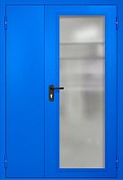 Полуторапольная противопожарная дверь EIW-60 RAL 5005, максимальный стеклопакет ДМПО-02-133