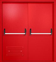 Двупольная техническая дверь RAL 3000 красная, вентиляция, две ручки антипаника ДТ-02-321