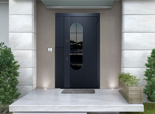 Входная дверь MRC-7223 серый RAL 7024 2 замка