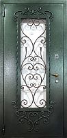Входная дверь с порошковым напылением, стеклом и ковкой Marcy MRC-201