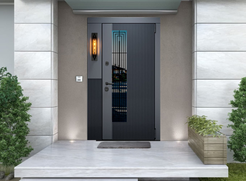 Входная дверь MRC-8623 серый RAL 7024 2 замка