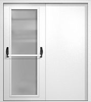 Двупольная противопожарная дверь EIW-60 RAL 9016, максимальное стекло, антипаника ДМПО-02-553