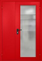 Полуторапольная противопожарная дверь EIW-60 RAL 3000, максимальный стеклопакет ДМПО-02-122