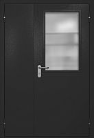 Полуторапольная противопожарная дверь EI-60 RAL 9004, широкий стеклопакет ДМПО-02-646