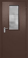 Однопольная противопожарная дверь EI-60 коричневая RAL 8017, стеклопакет 700x300 мм ДМПО-01-758