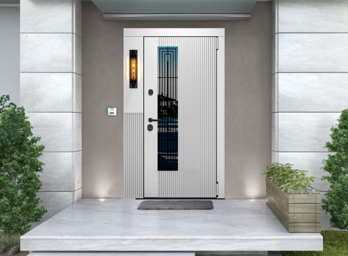 Входная дверь MRC-8611 белый RAL 9003 2 замка