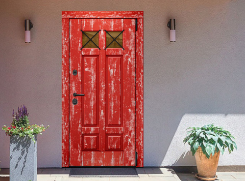 Входная дверь MRC-8727 красный лофт 2 замка