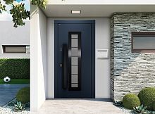 Входная дверь MRC-6324 рейлинг серый RAL 7024 2 замка скрытые петли