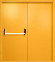 Двупольная противопожарная дверь EI-60 желтая RAL 1003, антипаника ДМП-02-140