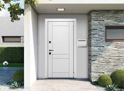 Входная дверь MRC-7711 белый RAL 9003 2 замка