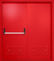Двупольная техническая дверь RAL 3000 красная, две вентиляции, антипаника ДТ-02-323