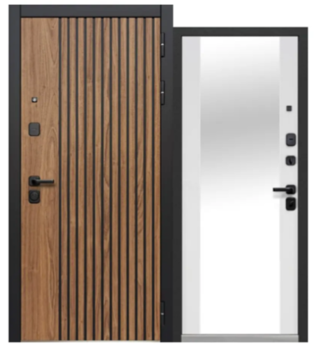 Входная дверь рейка с зеркалом 2050x96 МДФ Панели