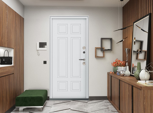 Входная дверь MRC-1111 белый RAL 9003 2 замка фото 3