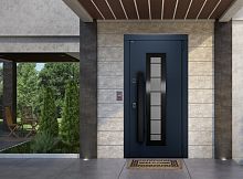 Входная дверь MRC-6323 рейлинг серый RAL 7024 2 замка