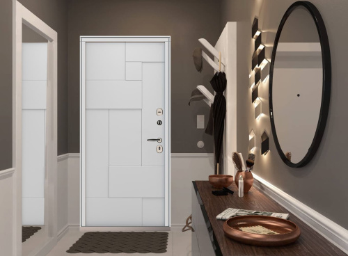 Входная дверь MRC-0711 белый RAL 9003 2 замка фото 3