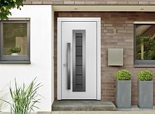 Входная дверь MRC-6313 рейлинг белый RAL 9003 скрытые петли