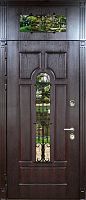 Утепленная входная дверь с МДФ с двух сторон, со стеклом, ковкой и фрамугой Marcy MRC-219