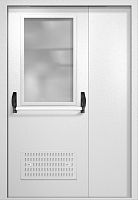 Полуторапольная техническая дверь RAL 9016, широкое стекло, антипаника, вентиляция ДТО-02-577