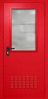 Однопольная техническая дверь RAL 3000, широкое стекло, антипаника, вентиляция ДТО-01-258