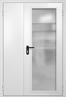 Полуторапольная противопожарная дверь EIW-60 RAL 9016, максимальный стеклопакет ДМПО-02-528