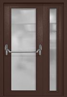 Полуторапольная противопожарная дверь EIW-60 RAL 8017, два максимальных стекла, антипаника ДМПО-02-792