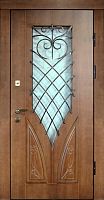 Входная дверь с МДФ с двух сторон, со стеклом и ковкой Marcy MRC-220