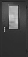 Однопольная противопожарная дверь EI-60 черная RAL 9004, стеклопакет 700x300 мм ДМПО-01-628