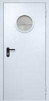 Однопольная противопожарная дверь EI-60 RAL 7035, круглый стеклопакет ДМПО-01-36