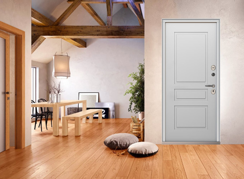 Входная дверь MRC-0411 белый RAL 9003 2 замка фото 3