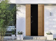 Входная дверь MRC-6030 черный RAL 9005 дуб 2 замка скрытые петли